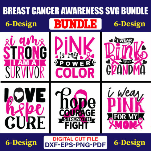 Breast Cancer Awareness SVG T-shirt Design Bundle Vol-13 cover image.