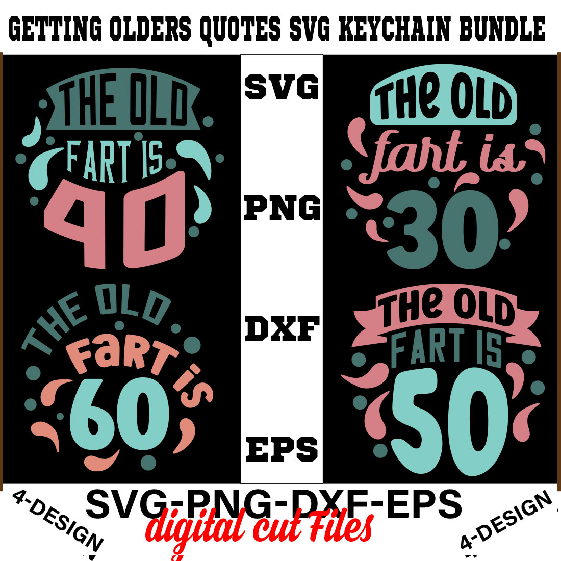 Getting Olders Quotes SVG Keychain Bundle Vol-3 cover image.