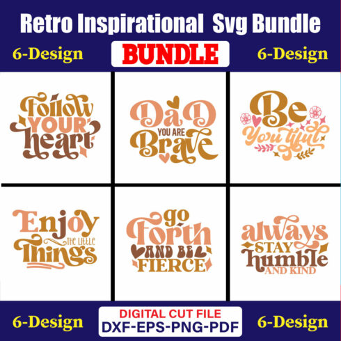 Retro Inspirational SVG T-shirt Design Bundle Vol-01 cover image.