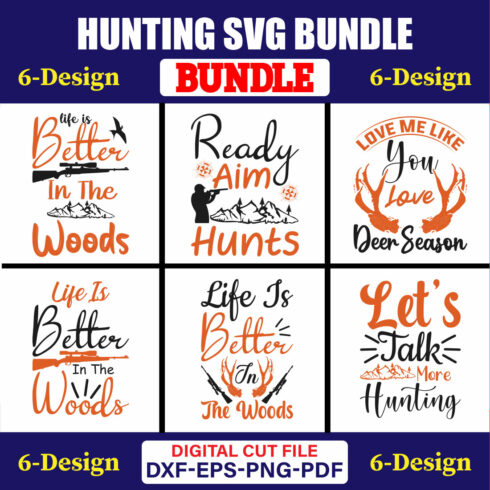 Hunting SVG T-shirt Design Bundle Vol-03 cover image.