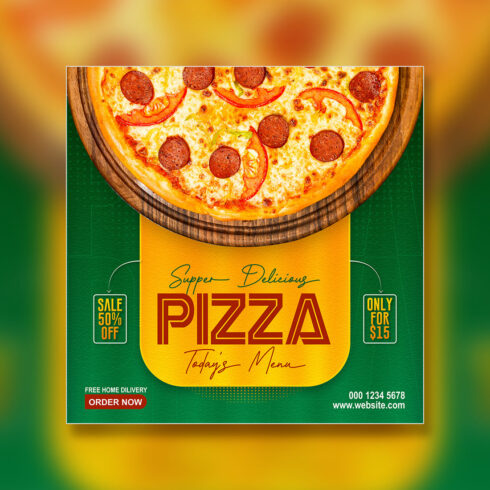 pizza sale social media ads or promotion template cover image.