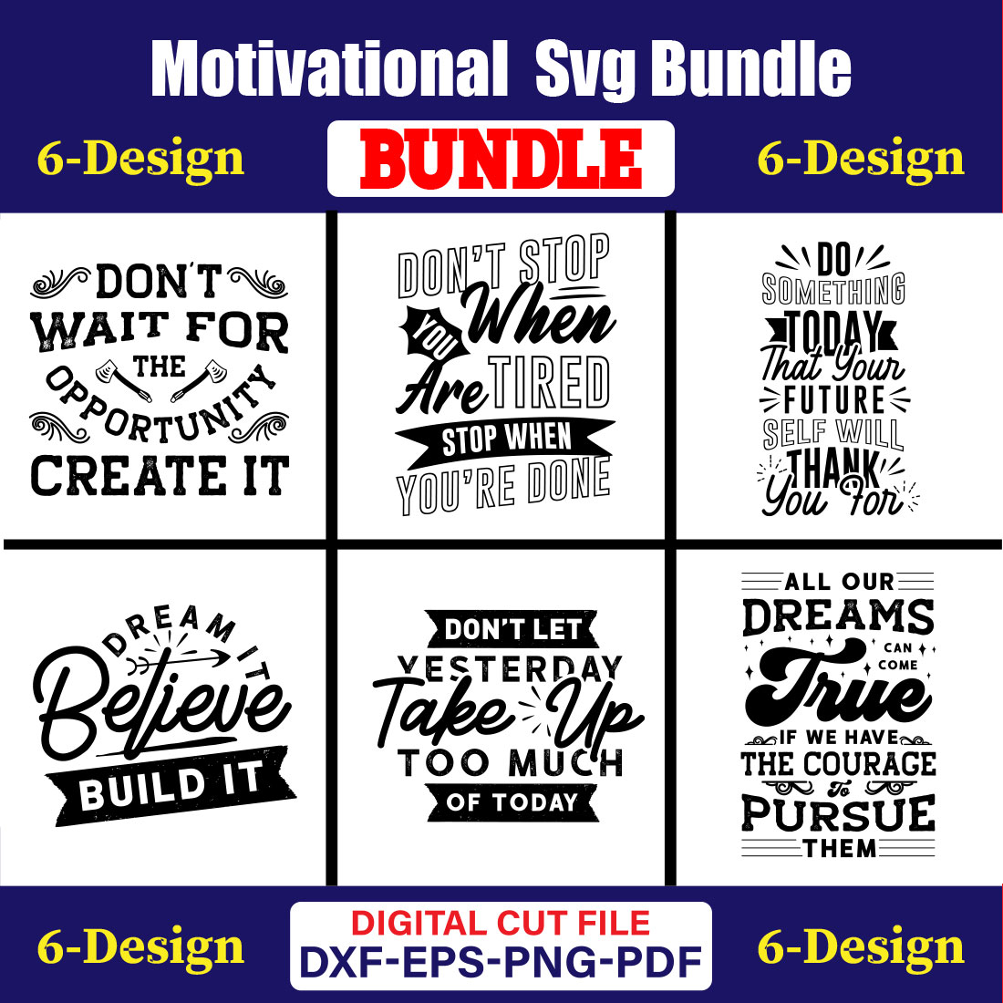 Motivational SVG T-shirt Design Bundle Vol-14 cover image.