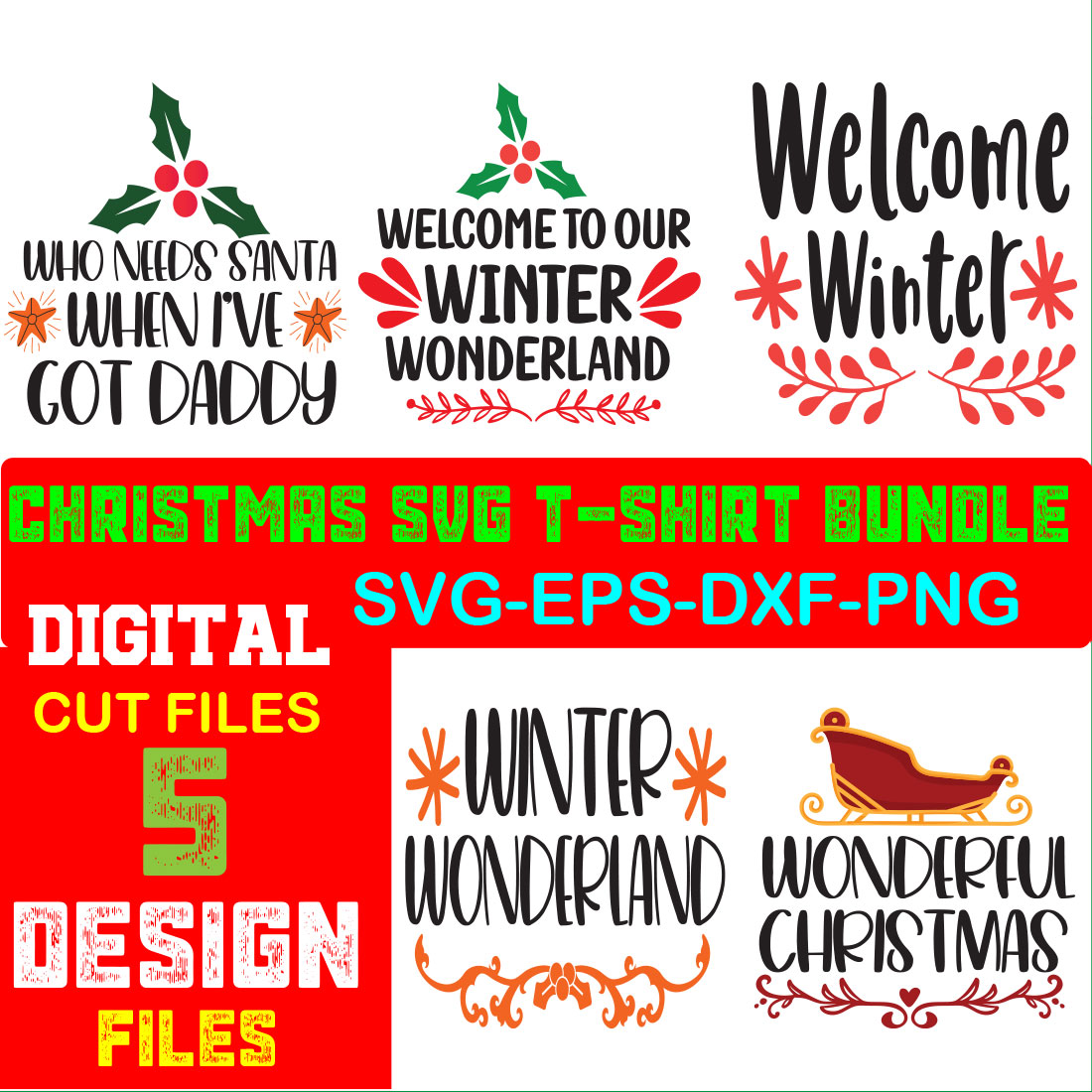 Christmas SVG T-shirt Bundle Volume-04 cover image.