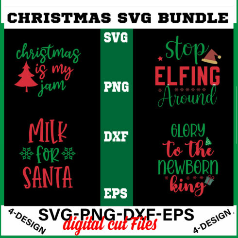 Christmas SVG Bundle Funny Christmas SVG Cut File Cricut Clip art Commercial Use Holiday SVG Christmas Sayings Quotes Winter Volume-01 cover image.