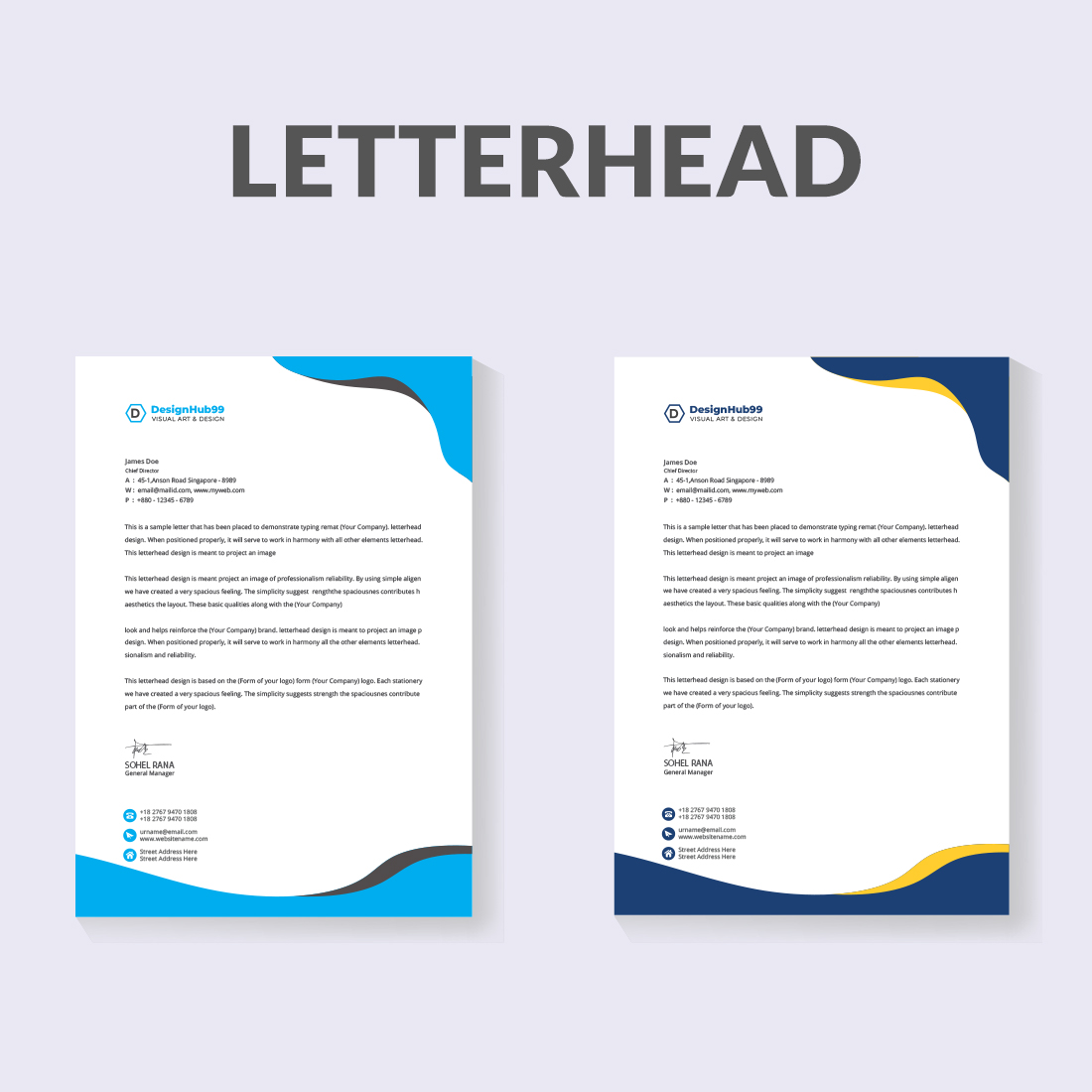 letterhead, business letterhead design cover image.