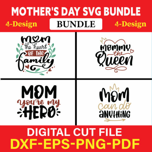 Mother's Day SVG T-shirt Design Bundle Vol-54 cover image.