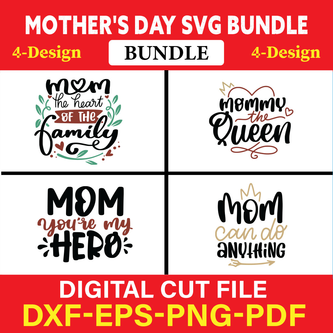 Mother's Day SVG T-shirt Design Bundle Vol-54 cover image.