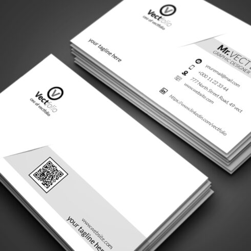 White Creative Business Card Template cover image.