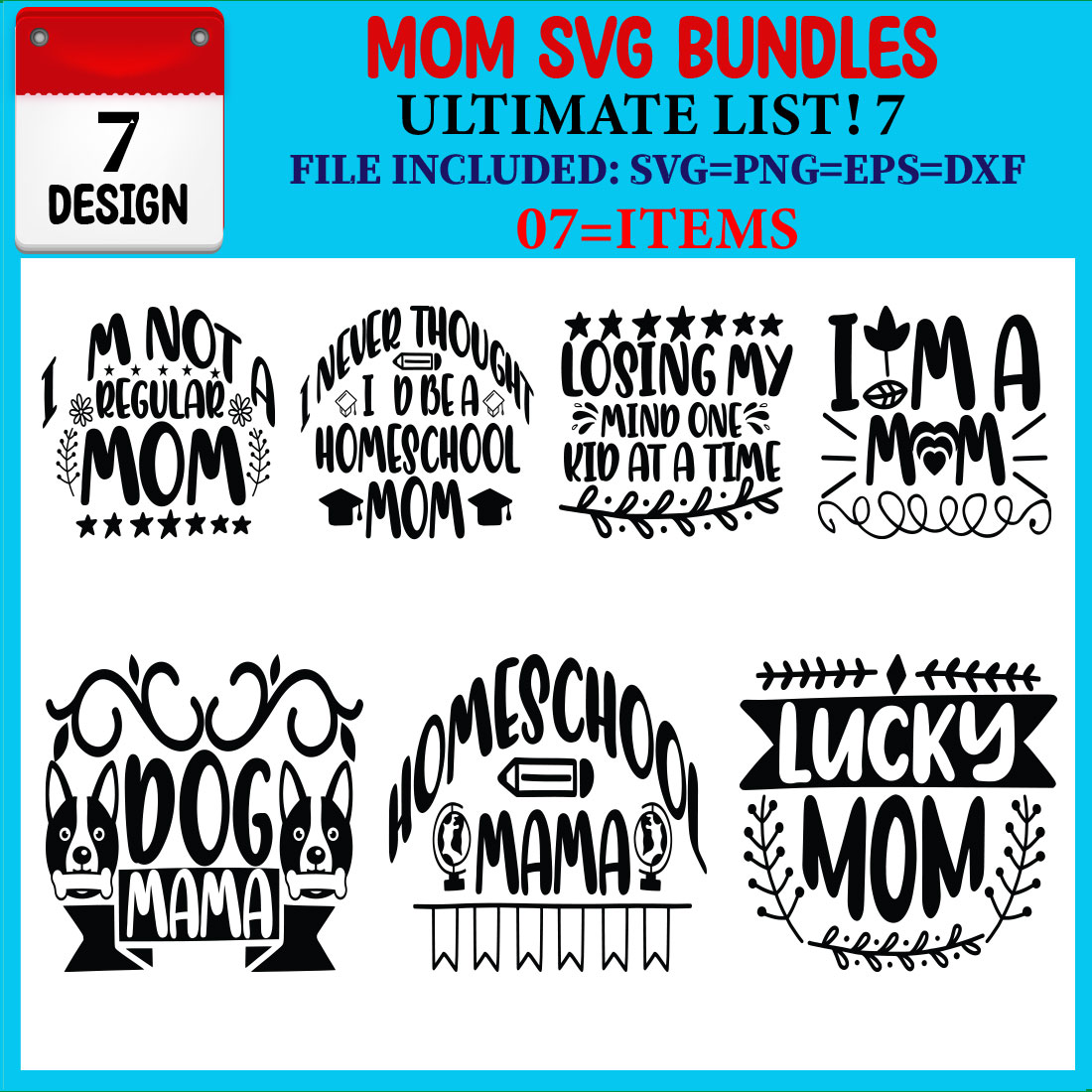 Mom SVG 07 T-shirt Design Bundle cover image.