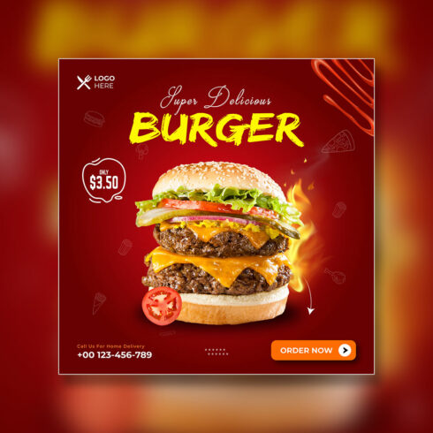Special Burger Sale Social Media Ads Or Post Template cover image.