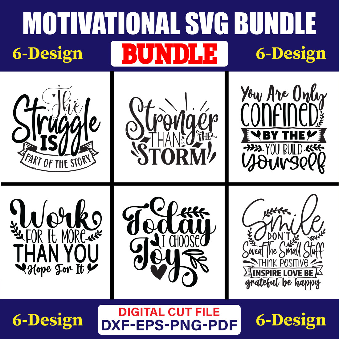 Motivational SVG T-shirt Design Bundle Vol-06 cover image.