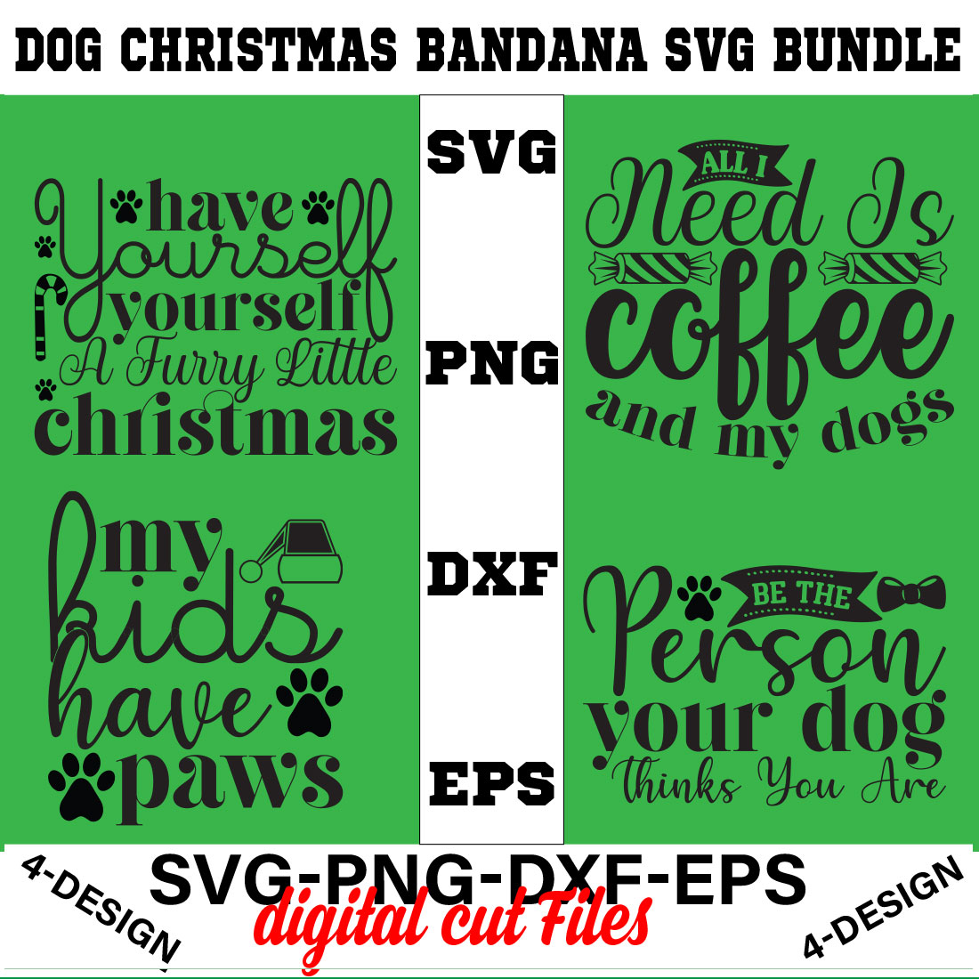 Dog Christmas Bandana SVG Bundle Vol-02 cover image.