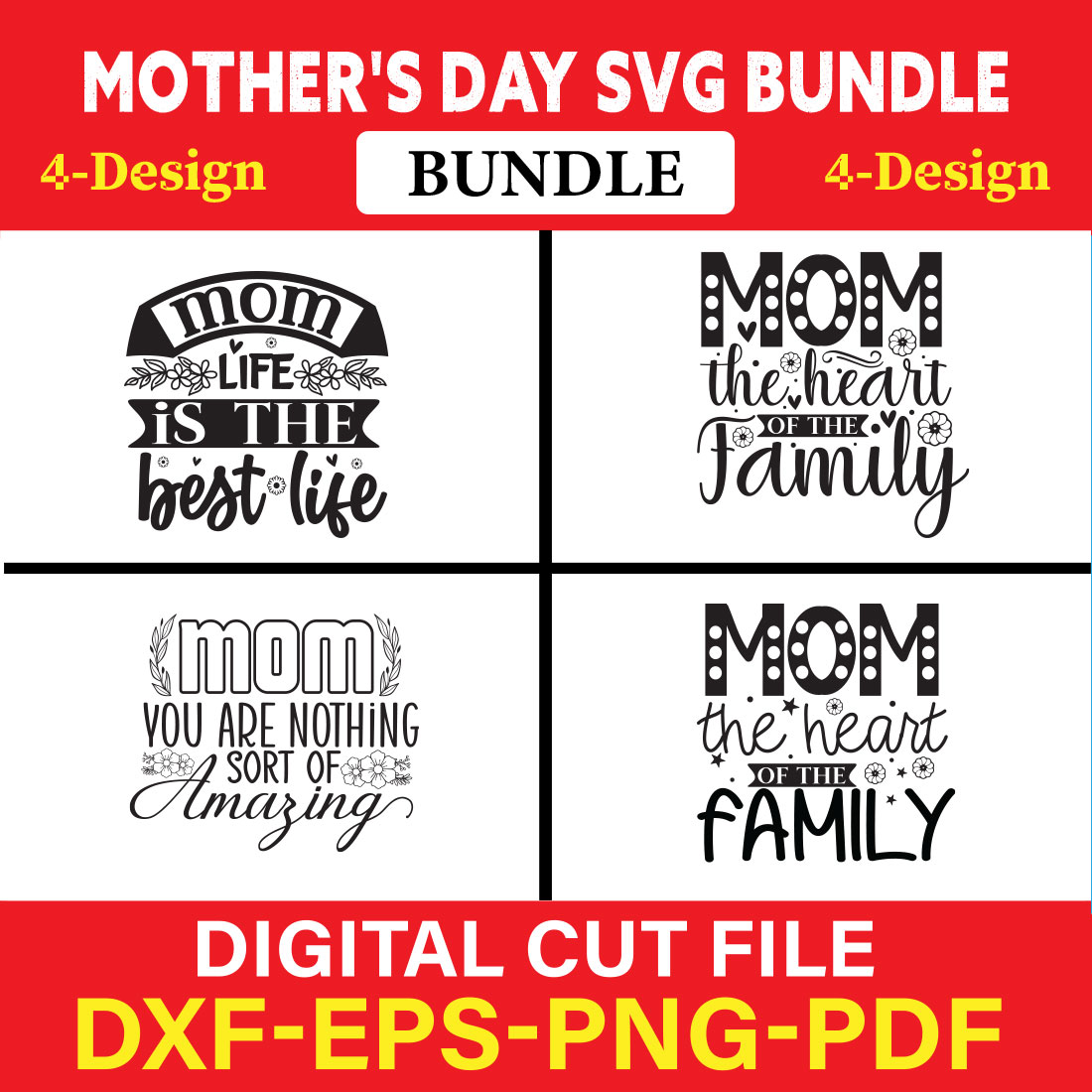 Mother's Day SVG T-shirt Design Bundle Vol-37 cover image.