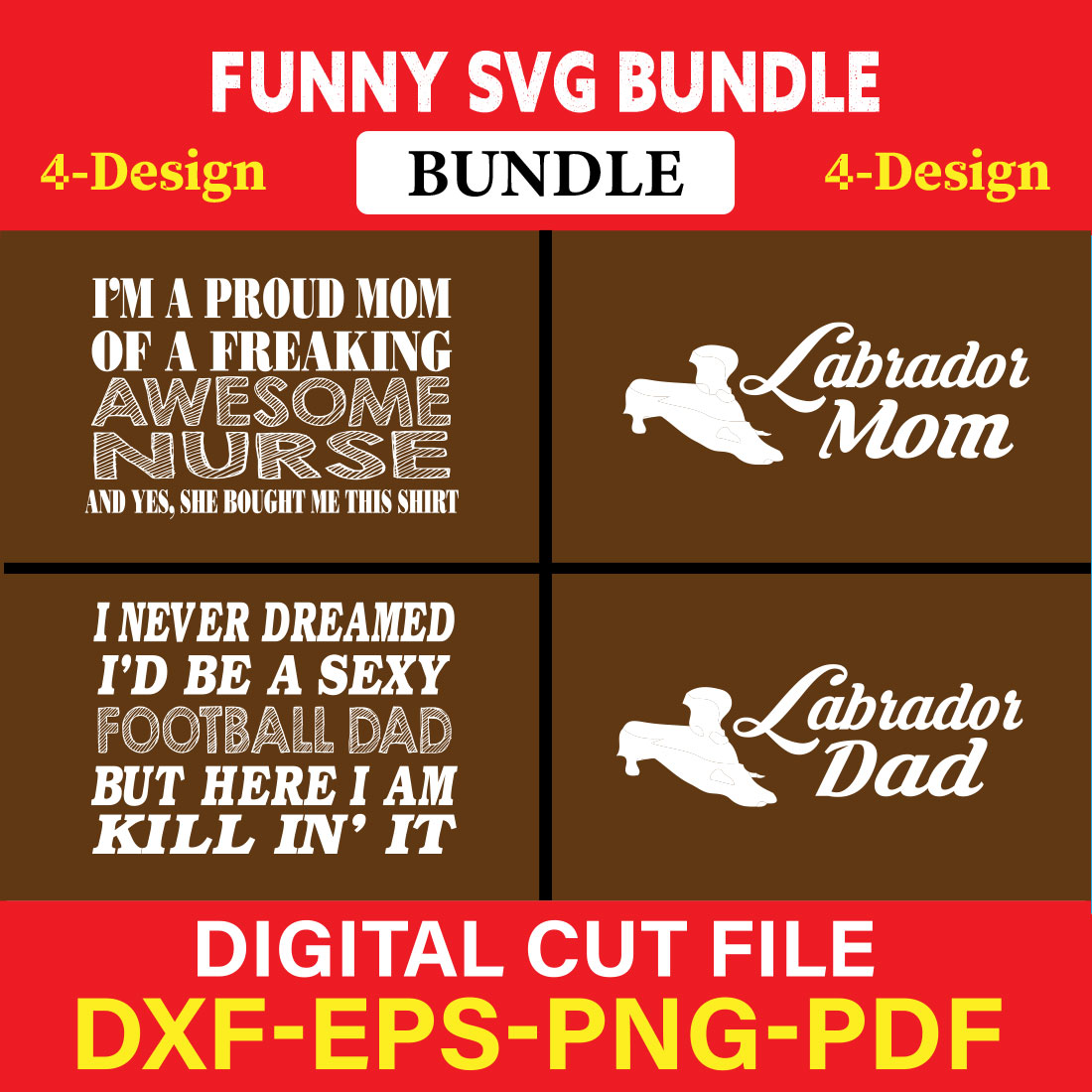 Funny SVG T-shirt Design Bundle Vol-26 cover image.