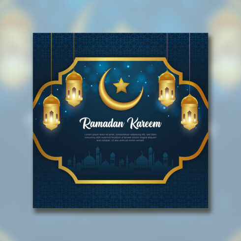 Ramadan Kareem greeting card with Islamic background cover image.