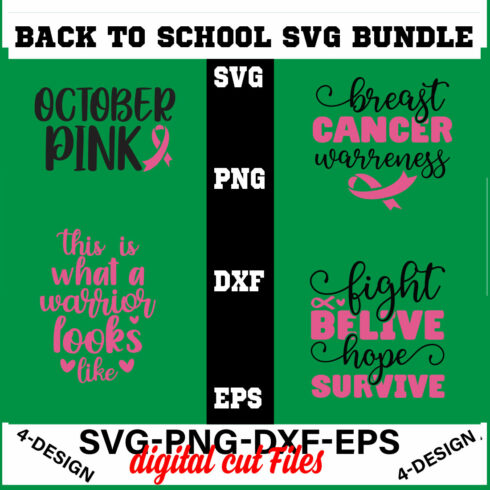 Breast Cancer Svg T-shirt Design Bundle Volume-03 cover image.