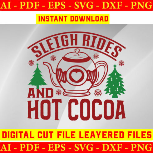 Sleigh Rides And Hot Cocoa T-shirt Design cover image.
