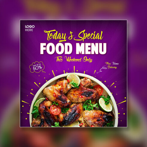 special fast food sale social media post template cover image.