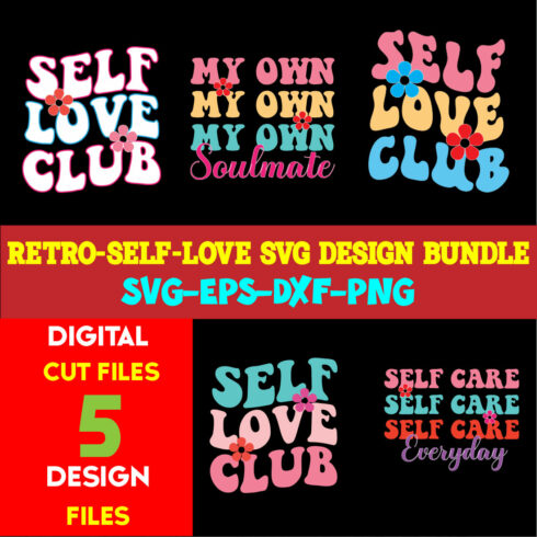 Retro-Self-Love T-shirt Design Bundle Volume-01 cover image.