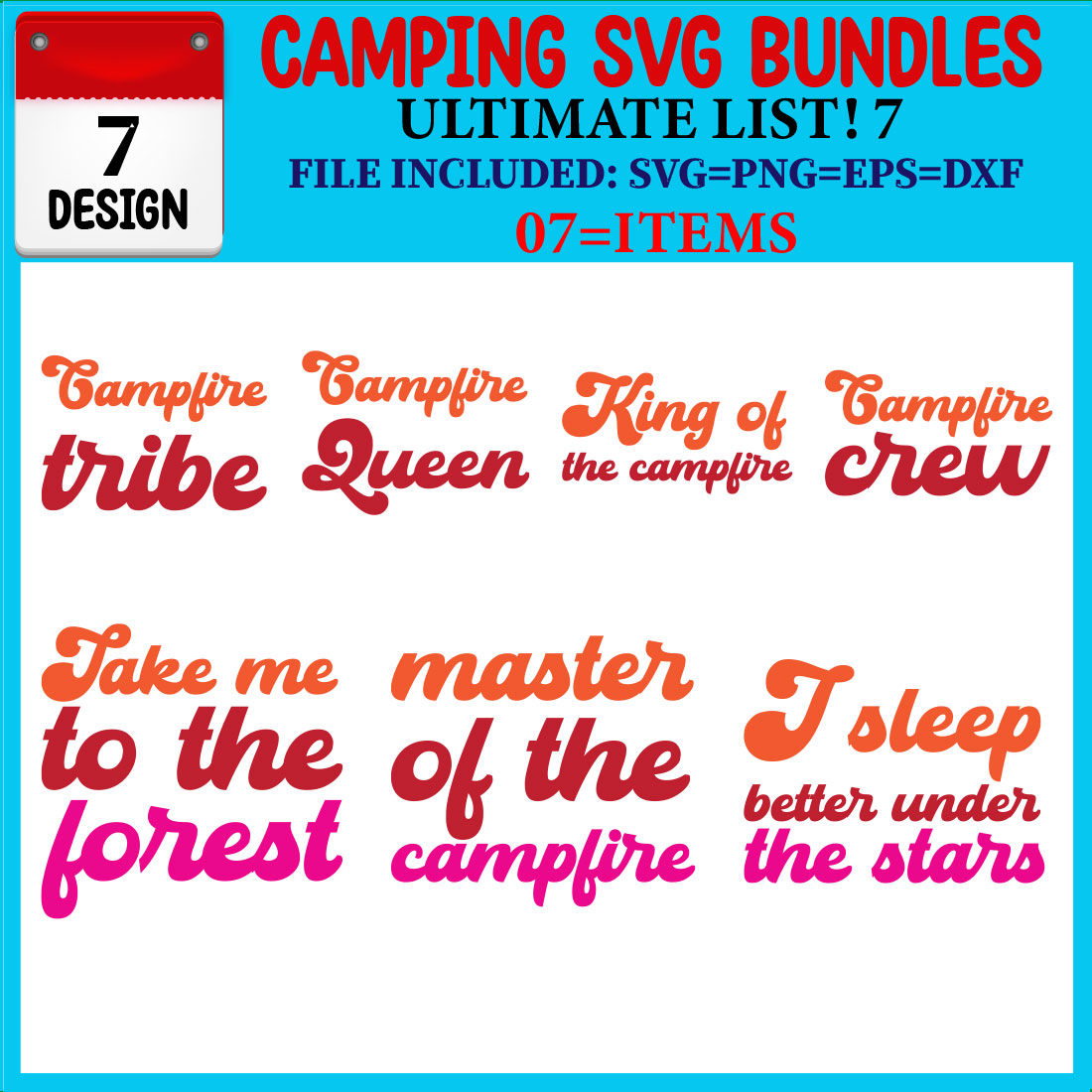 Camping SVG 07 T-shirt Design Bundle cover image.