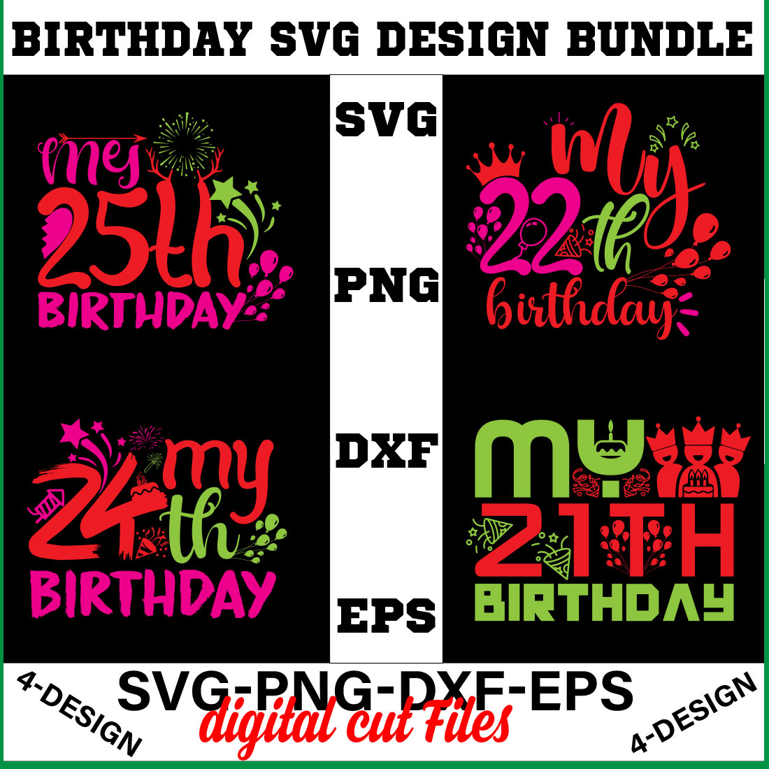 birthday svg design bundle Happy birthday svg bundle hand lettered birthday svg birthday party svg Volume-06 cover image.