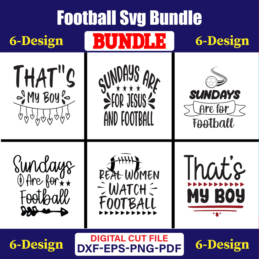 Football T-shirt Design Bundle Vol-02 cover image.