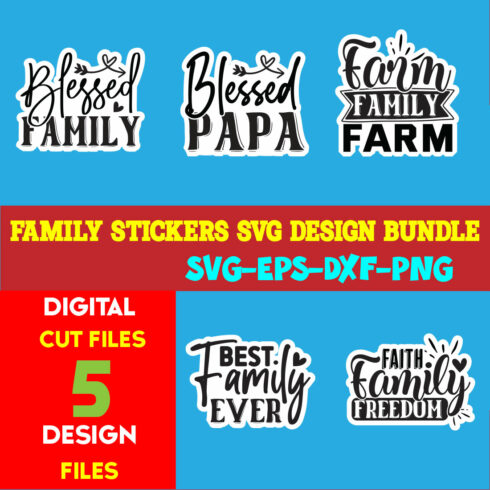 Family Stickers T-shirt Design Bundle Volume-01 cover image.