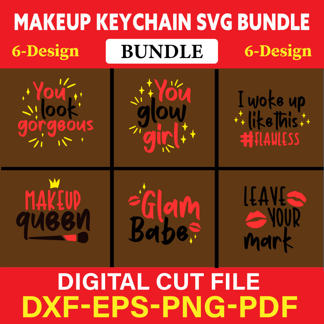 Makeup keychain T-shirt Design Bundle Vol-1 cover image.