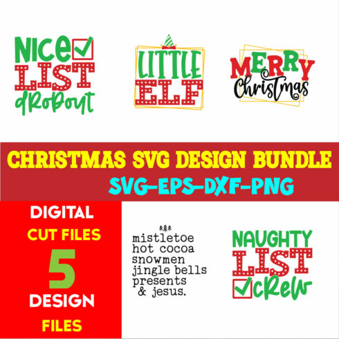 Christmas T-shirt Design SVG Bundle Free Volume-50 cover image.