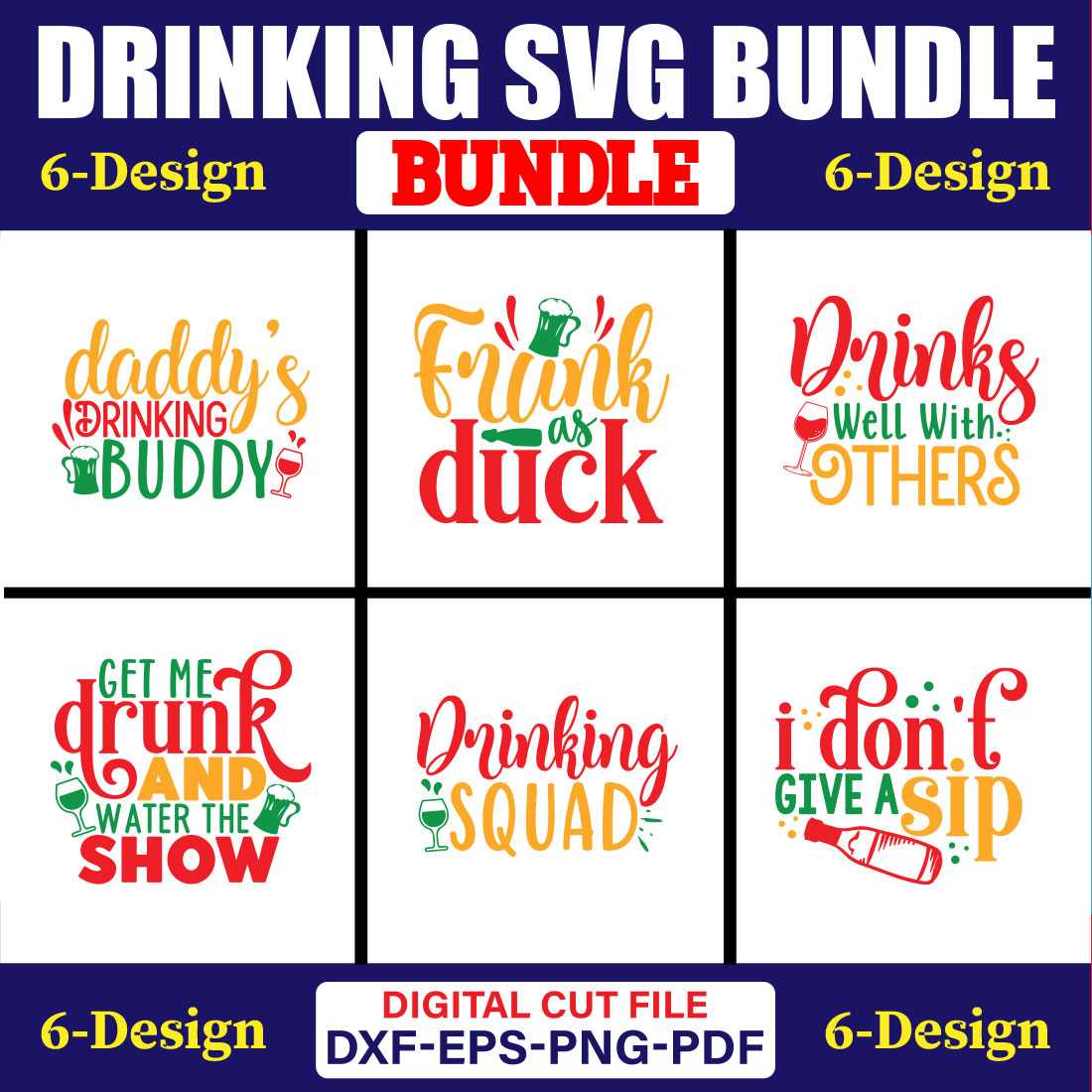 Drinking SVG T-shirt Design Bundle Vol-01 cover image.