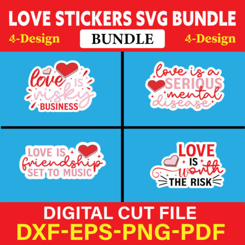 Love Stickers T-shirt Design Bundle Vol-4 cover image.