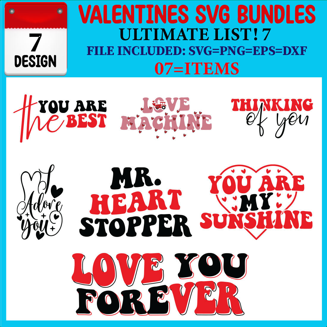 Valentines SVG 07 T-shirt Design Bundle cover image.