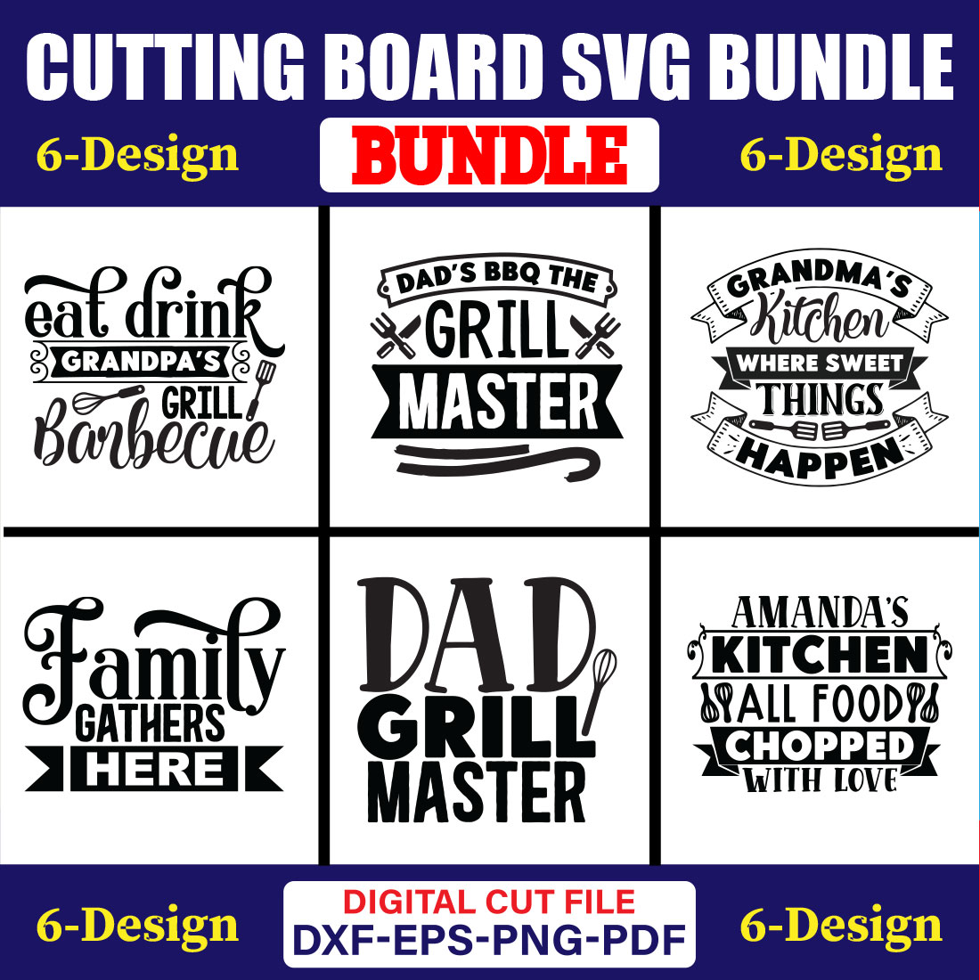 Cutting Board Designs SVG Bundle