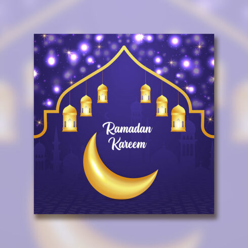 Ramadan Kareem greeting card with Islamic background cover image.