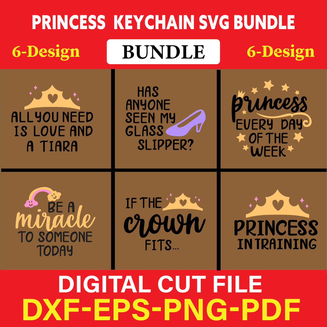 Princess Keychain T-shirt Design Bundle Vol-2 cover image.