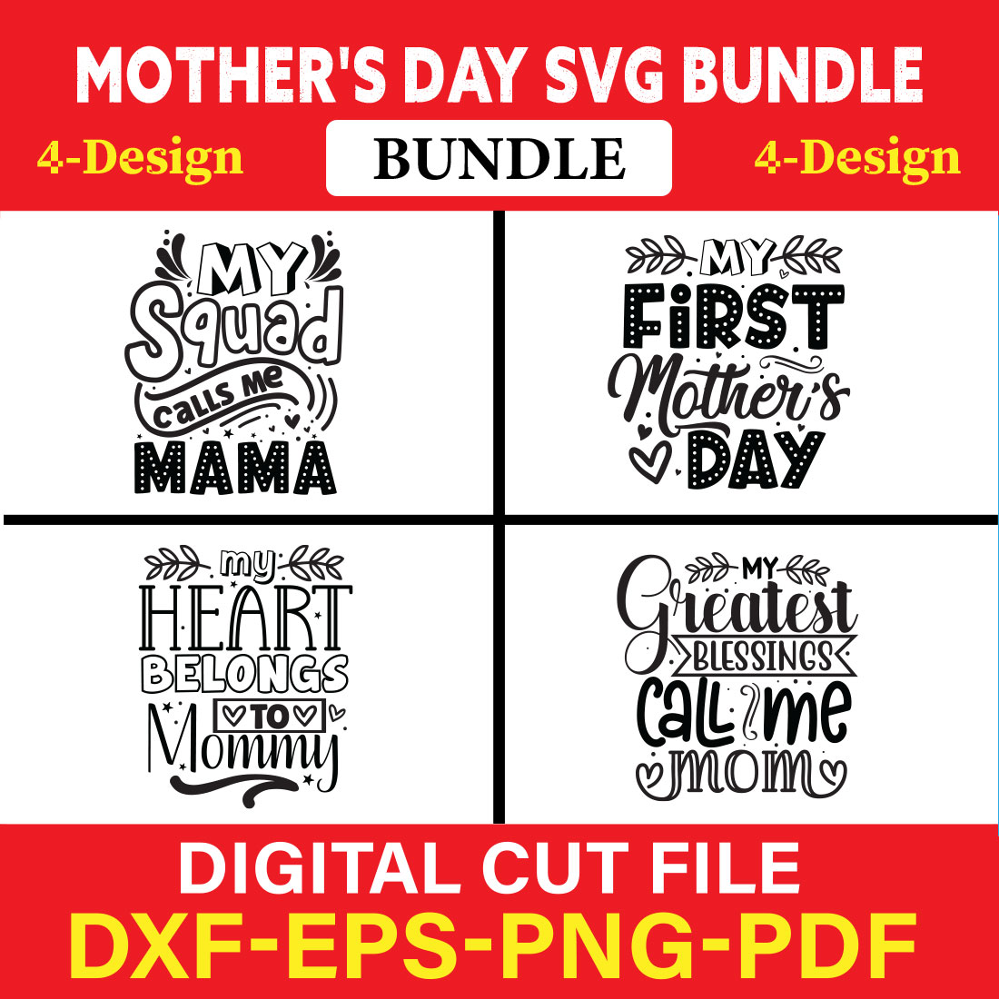 Mother's Day SVG T-shirt Design Bundle Vol-25 cover image.