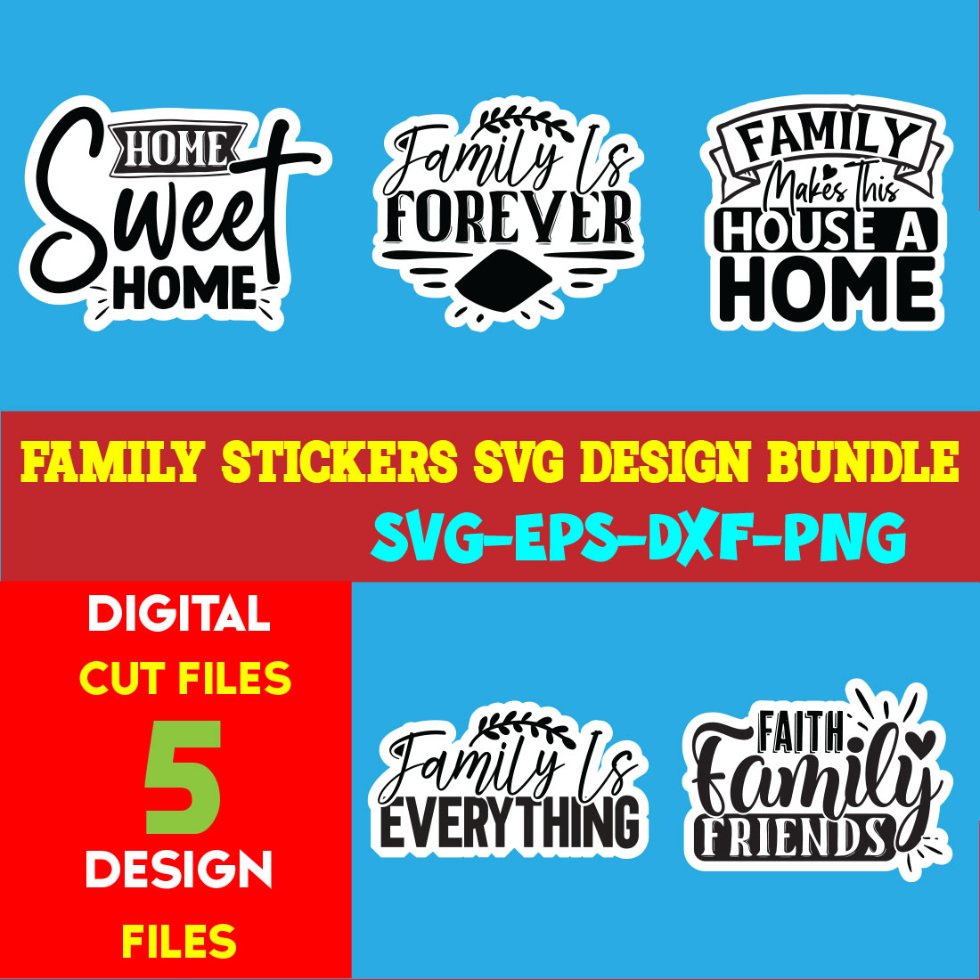 Family Stickers T-shirt Design Bundle Volume-02 cover image.