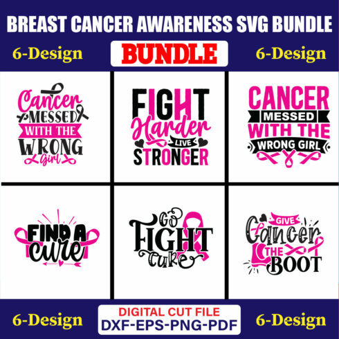 Breast Cancer Awareness SVG T-shirt Design Bundle Vol-12 cover image.