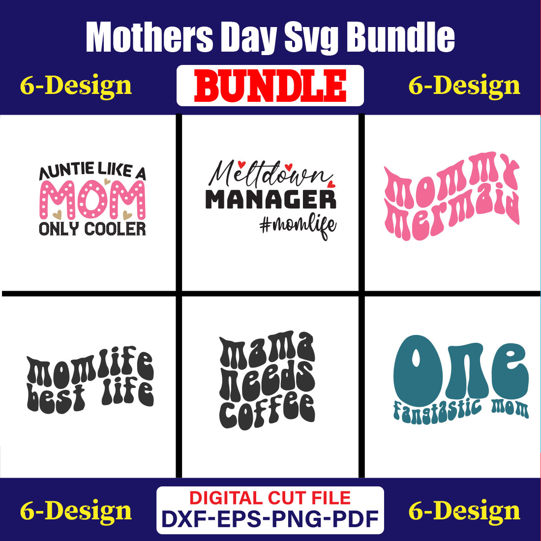 Mothers Day SVG Bundle, Mom life svg, Mama svg, Funny Mom Svg, Blessed mama svg, Mom of boys girls svg-Vol-128 cover image.