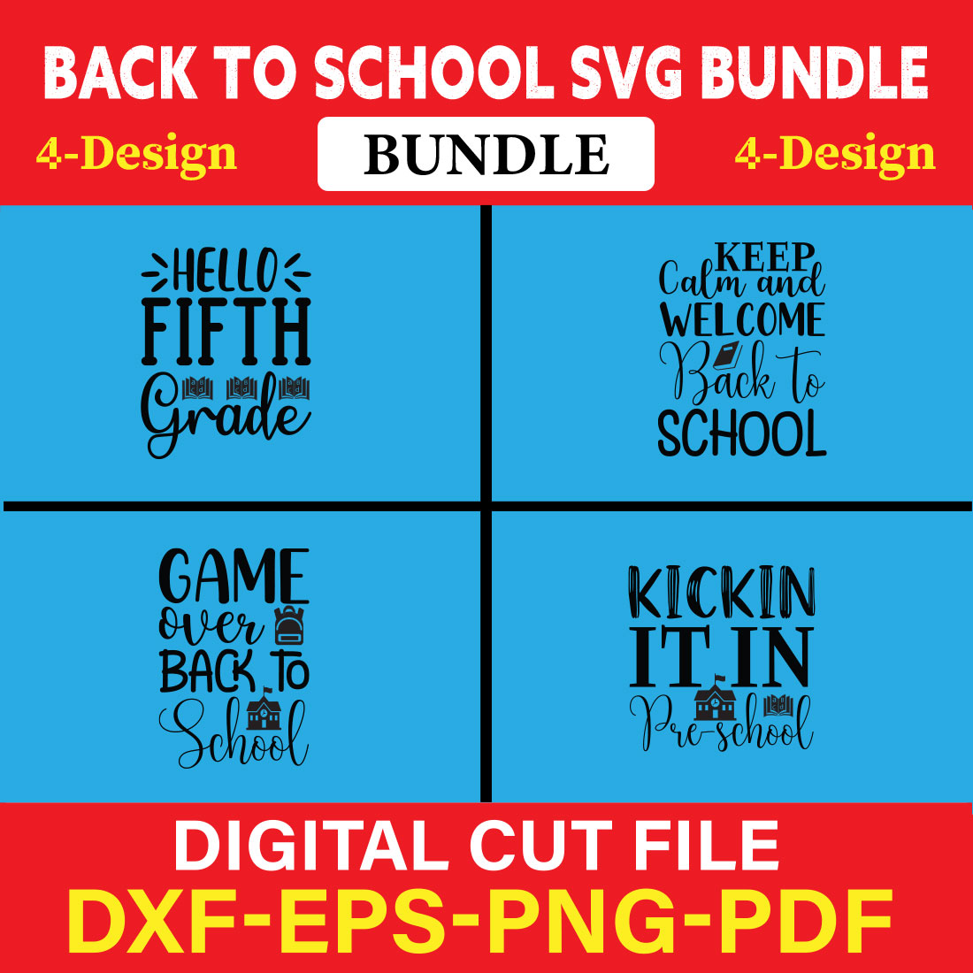 Back To School T-shirt Design Bundle Vol-8 cover image.