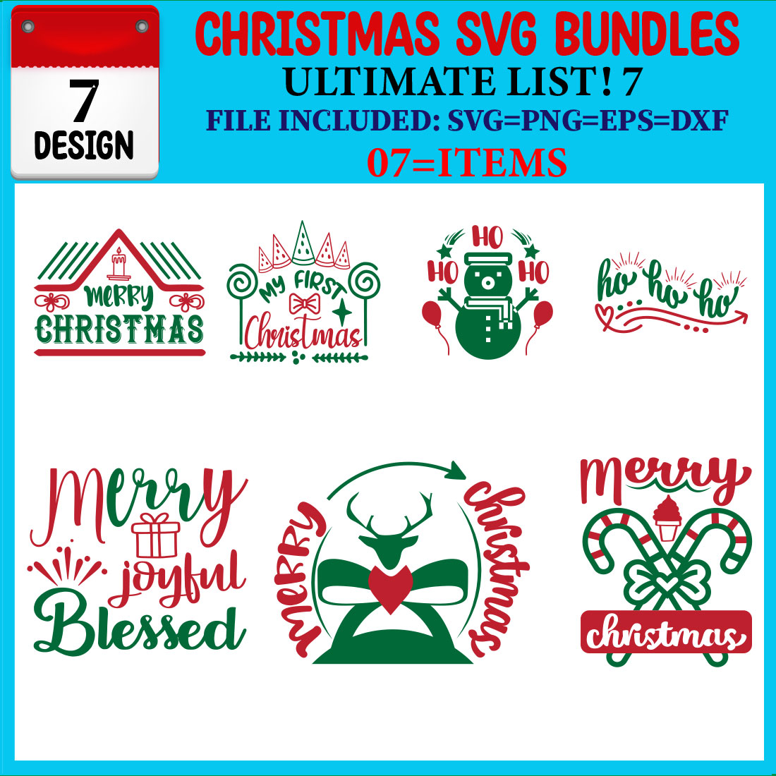 Ultimate List! Christmas SVG 07 T-shirt Design Bundle cover image.