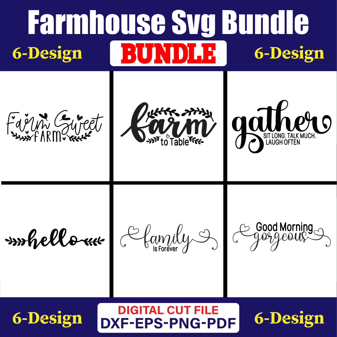 Farmhouse SVG T-shirt Design Bundle Vol-01 cover image.