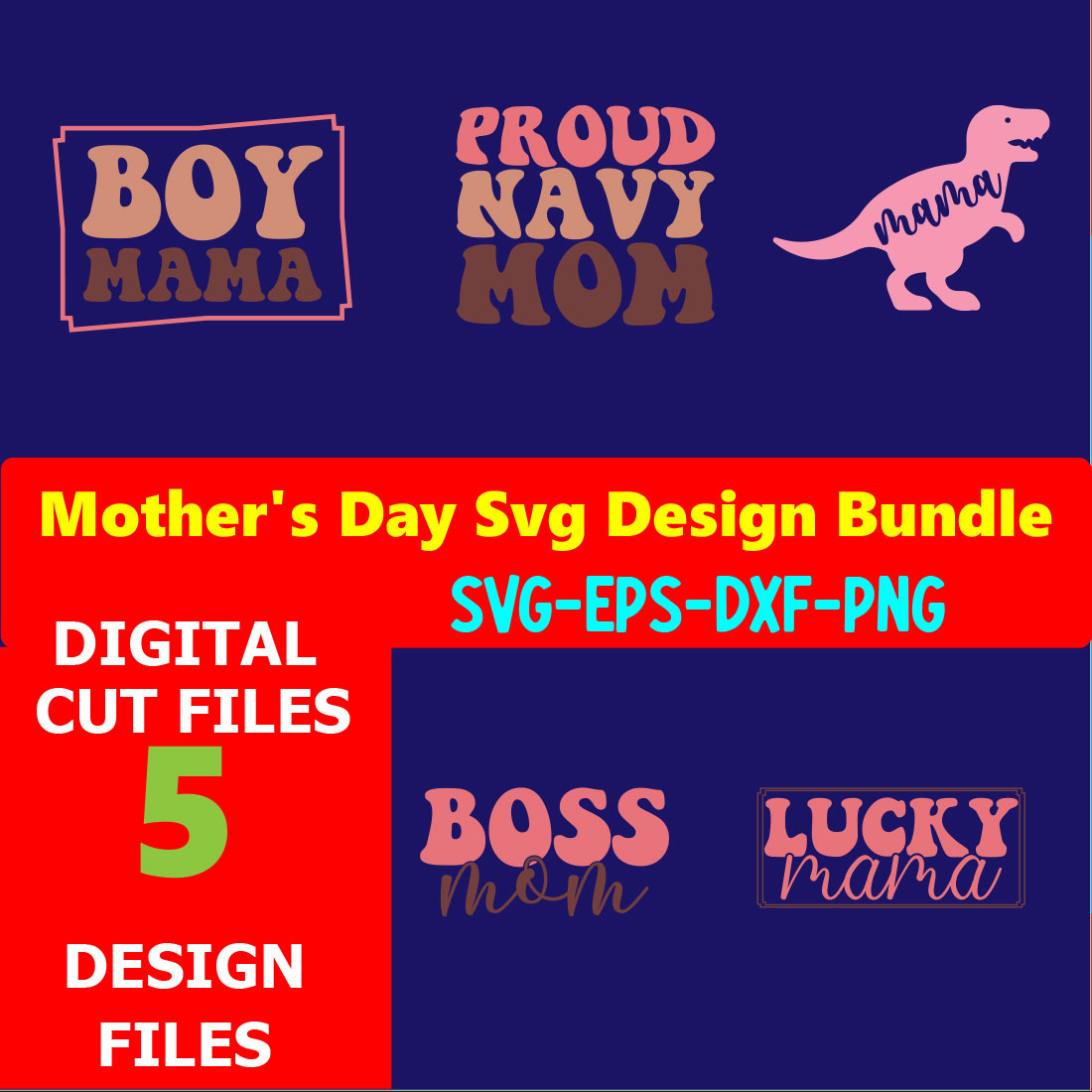 Mom SVG T-shirt Design Bundle Volume-10 cover image.