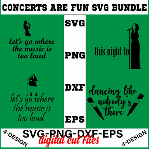Concerts are Fun SVG T-shirt Design Bundle Volume-04 cover image.