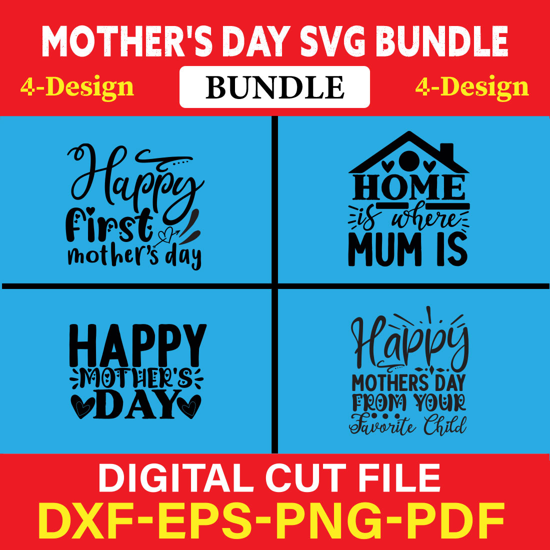 Mother's Day SVG T-shirt Design Bundle Vol-48 cover image.