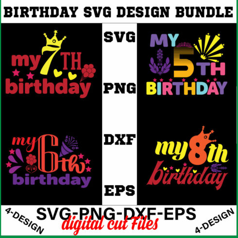 birthday svg design bundle Happy birthday svg bundle hand lettered birthday svg birthday party svg Volume-18 cover image.
