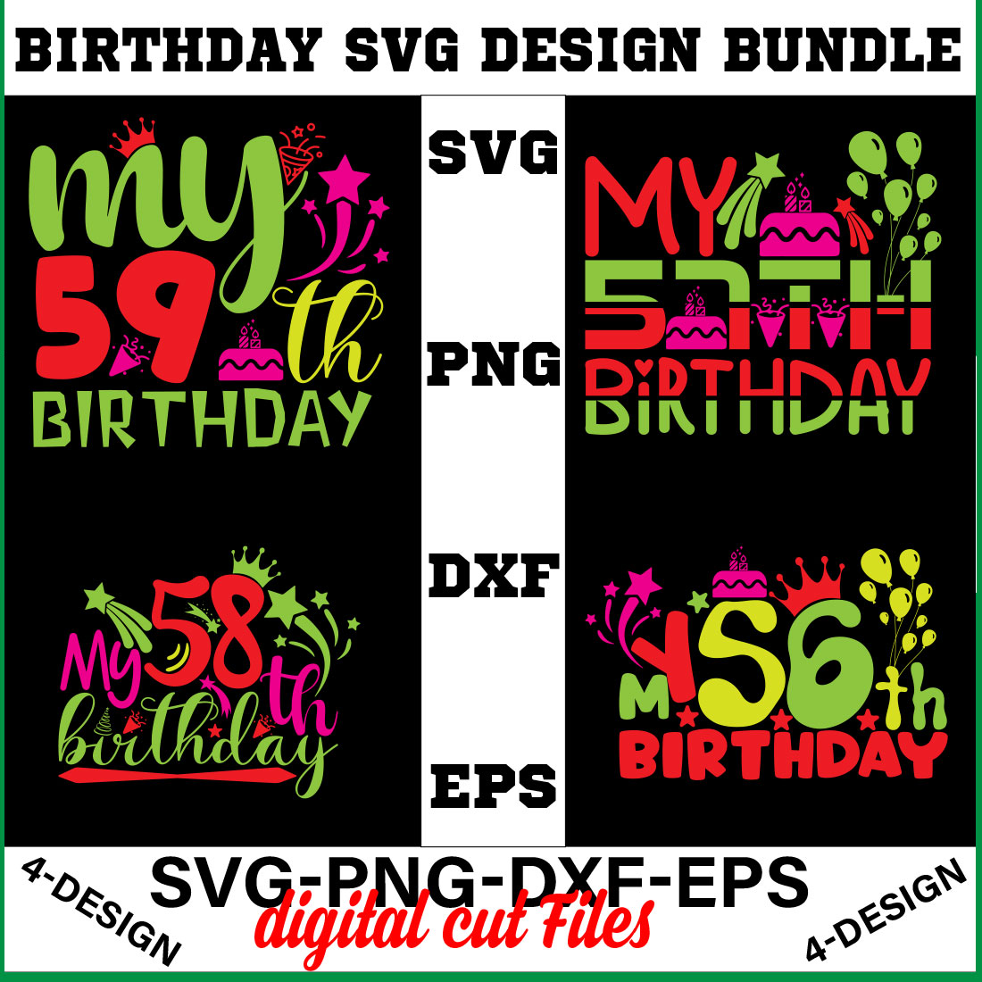 birthday svg design bundle Happy birthday svg bundle hand lettered birthday svg birthday party svg Volume-15 cover image.