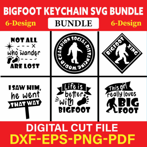 Bigfoot keychain T-shirt Design Bundle Vol-1 cover image.