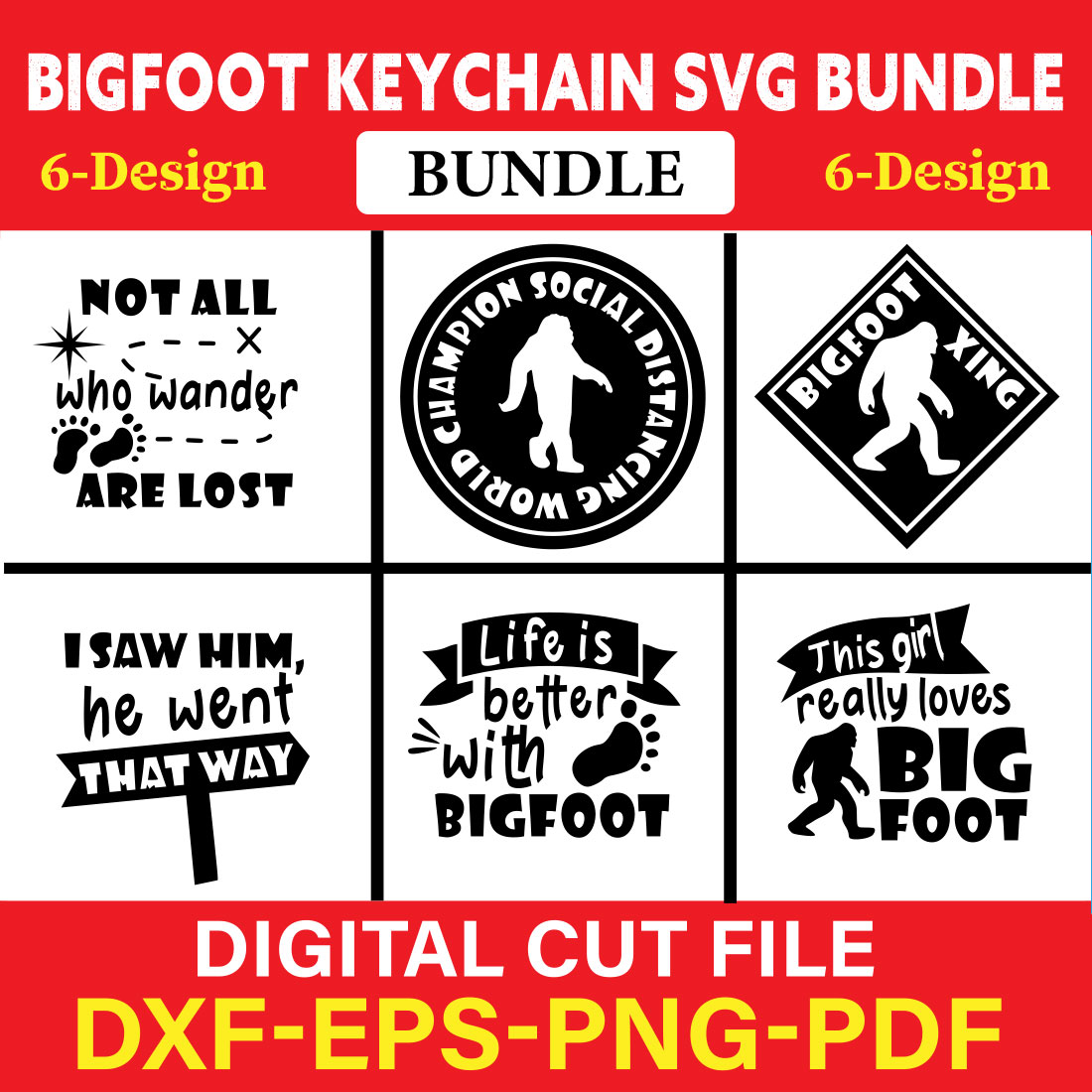 Bigfoot keychain T-shirt Design Bundle Vol-1 cover image.