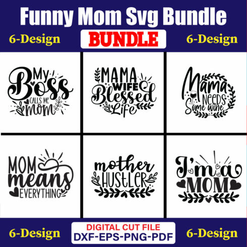 Funny Mom SVG T-shirt Design Bundle Vol-02 cover image.